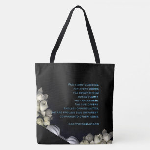 "White heart in black from moon" & Doubt Tote Bag