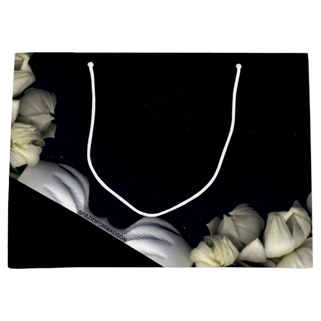 "White heart in black from moon" Large Gift Bag (Front)