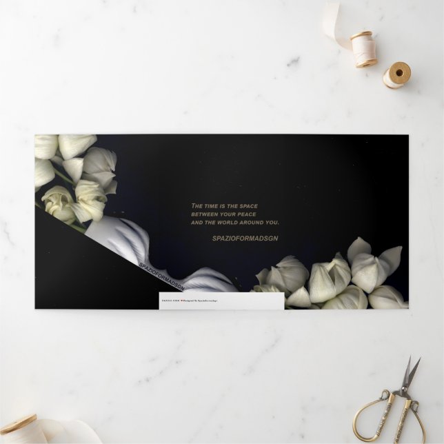 "White heart in black from moon" & Time Journey Tri-Fold Holiday Card (Outside)