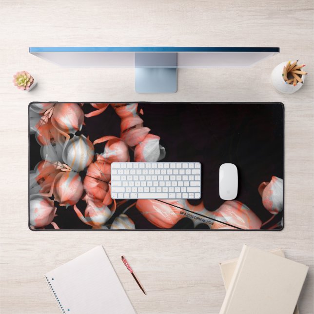 "White heart in black from sun" Desk Mat (Office 1)