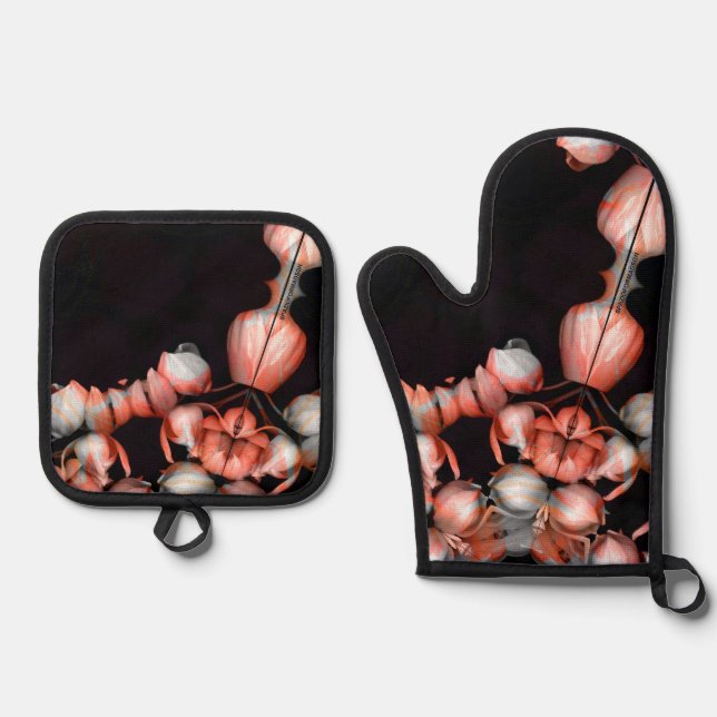 White heart in black from sun oven mitt & pot holder set (Front)