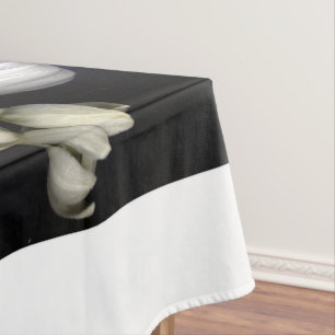White heart in black tablecloth