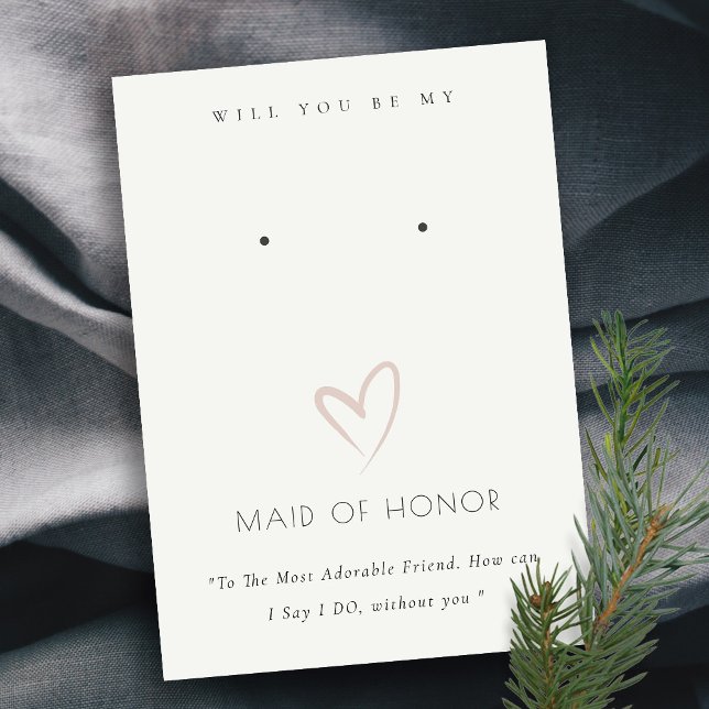 WHITE HEART MAID OF HONOR GIFT EARRING DISPLAY PLACE CARD (Creator Uploaded)