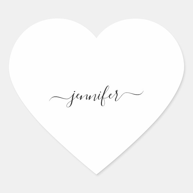 White Heart Minimalism Name Bridal Small Business Heart Sticker (Front)