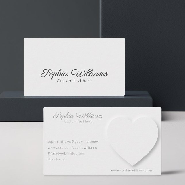 white heart minimalist neutral business card (Creator Uploaded)