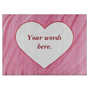 White heart on pink red blends Cutting Board
