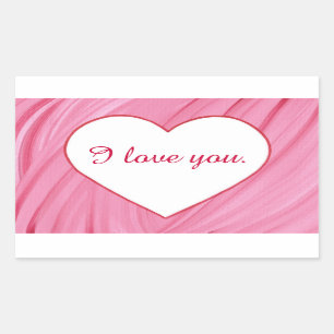 White heart on pink red love your text stickers