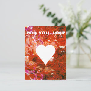 White Heart on Red Customizable Flat Valentine Holiday Card