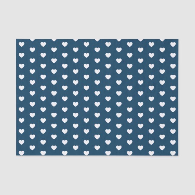 White Heart Pattern with Editable Background Colou Tissue Paper (Front)
