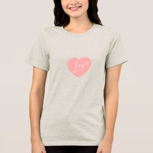 White Heart Print Casual T-Shirt for Women Tri-Blend Shirt