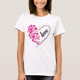 White Heart Shape Women T-Shirt