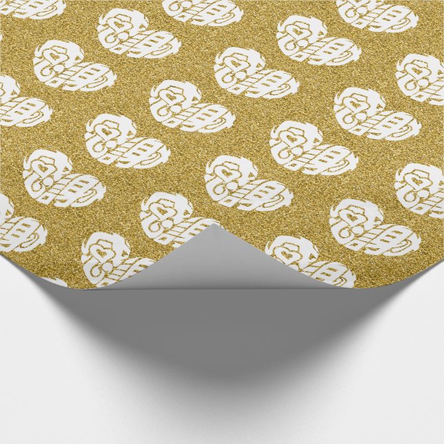 White heart shaped thank you so much in kanji wrapping paper (Corner)