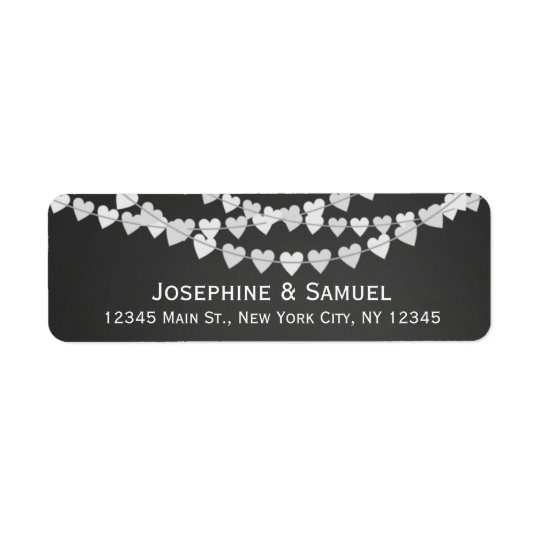 White Heart Strings Chalkboard Wedding Address Return Address Label