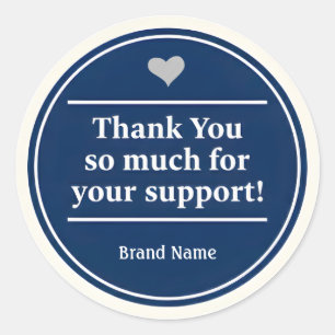 White Heart Thank You Business Sticker 