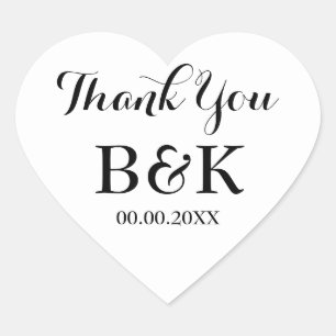 White heart wedding envelope seals favour stickers