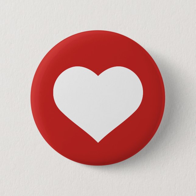 White Heart with Red Background 6 Cm Round Badge (Front)