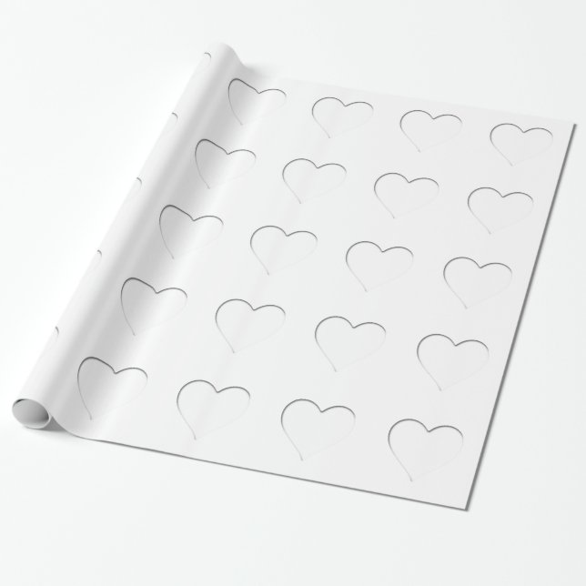 White Heart Wrapping Paper (Unrolled)