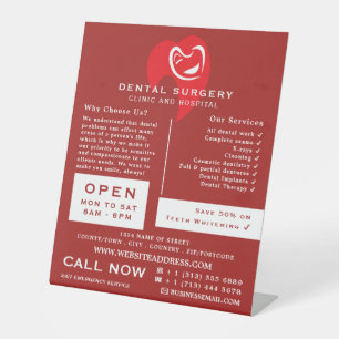 White Hearted Tooth Logo Dentistry, Dentist Advert Pedestal Sign