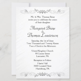 White Hearts Accent Wedding Invitations