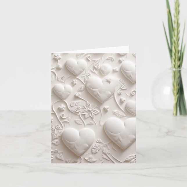 White Hearts Blank (Embossed Look)  Invitation (Front)
