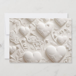 White Hearts Blank (Embossed Look) Invitation