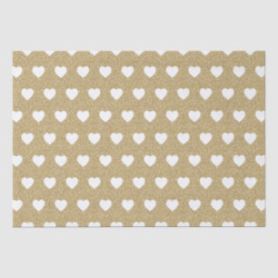 White Hearts, Gold Glitter Sparkles Tissue Paper