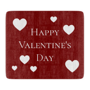 White Hearts Happy Valentine's Day Cutting Board