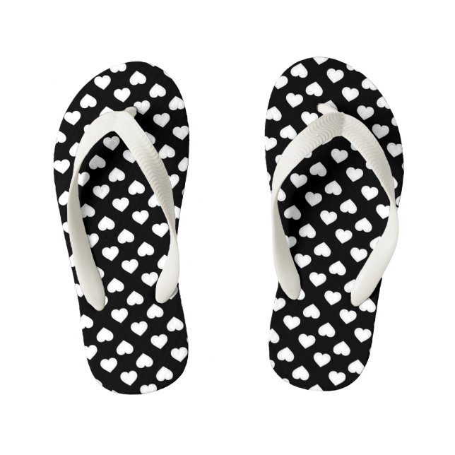White Hearts Kid's Flip Flops (Footbed)