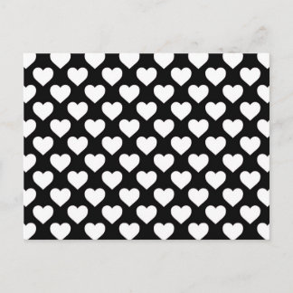 White Hearts on Black Background Postcard