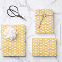 White Hearts on Mustard Yellow Linen