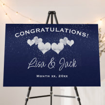 White Hearts on Navy Elegant Wedding