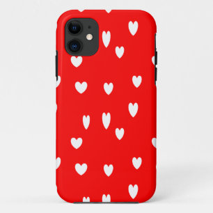 White hearts on red iPhone 11 case