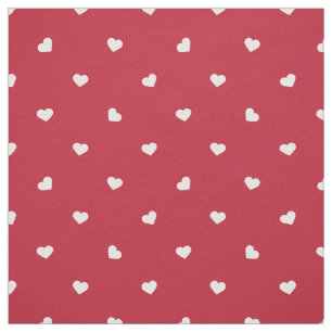 White Hearts On Red Fabric