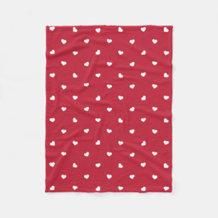 White Hearts On Red Fleece Blanket