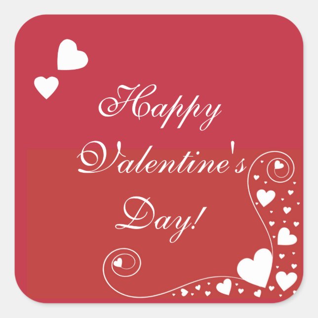 White Hearts on Red Sticker (Front)