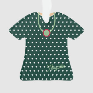 White Hearts Over Green TShirt Dress Figurine Ornament