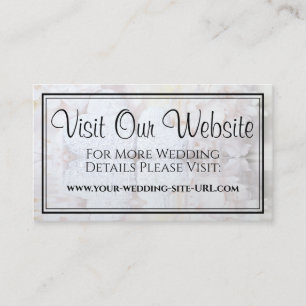 White Hearts & Peony Flowers Wedding Website Enclosure Card