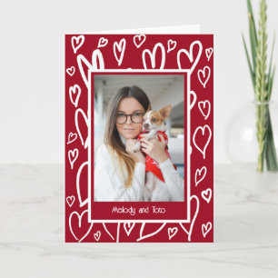 White Hearts Valentine Photo Frame Holiday Card