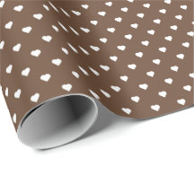 White Hearts Wrapping Paper | Brown