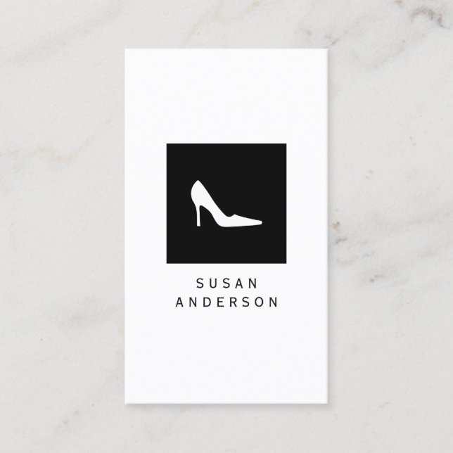 White Heel Shoe Logo Business Card (Front)