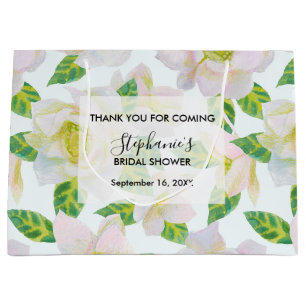 White Hellebore Bridal Shower Thank You Favour Bag