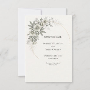 White Hellebore Eucalyptus Gold Circle Wedding Save The Date