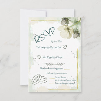 White Hellebore Watercolour Florals  RSVP Card