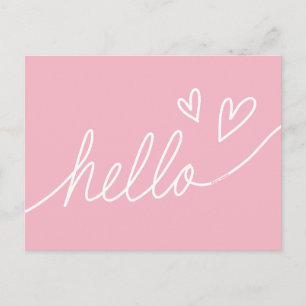 White "Hello" Lettering with Heart Shape Postcard