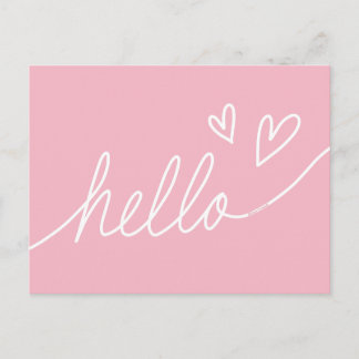 White "Hello" Lettering with Heart Shape Postcard