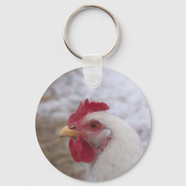 White Hen Key Ring (Front)