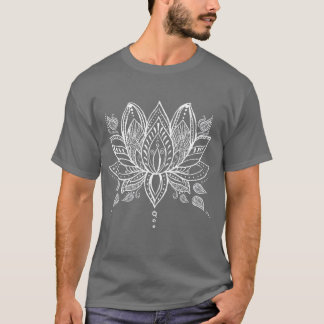 White Henna Lotus Yoga Bohemian Graphic T-Shirt