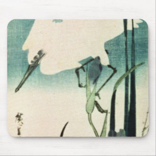 White Heron and Iris Mouse Mat