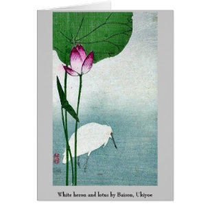 White heron and lotus by Baison, Ukiyoe