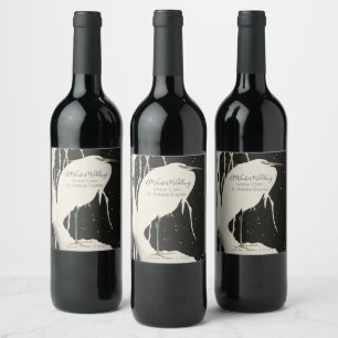 White Heron Winter Wedding Celebration Reception Wine Label